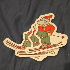 Dutch Bros Hippo Skiing Sticker